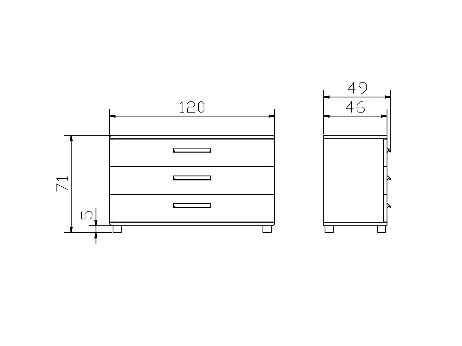 Fine-Line Kommode Sigma, Konstruktionsmaße