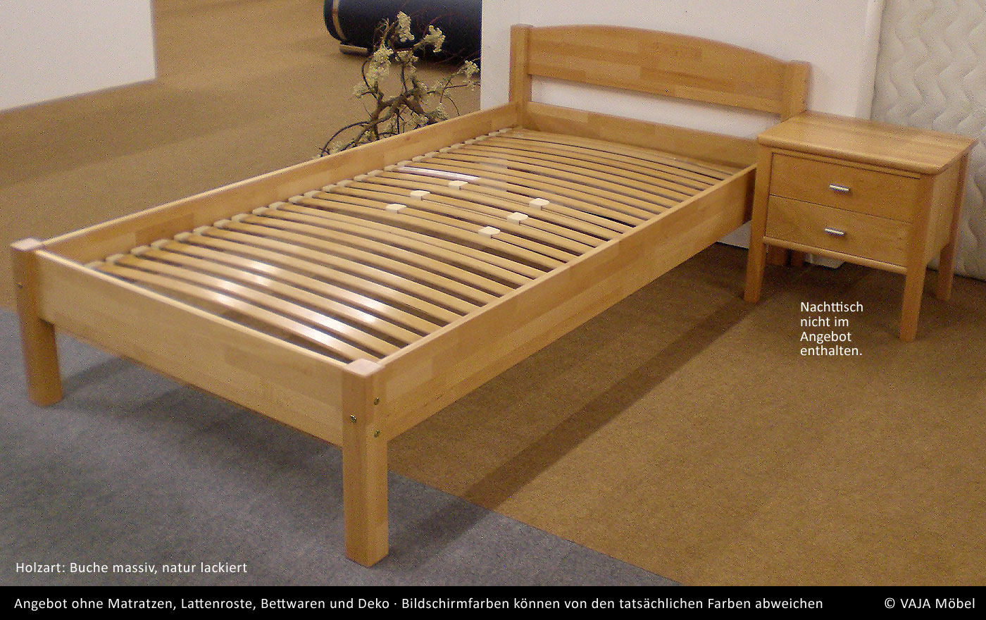 Buche Massivholz Einzelbett Otto